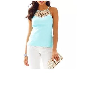 Lilly Pulitzer blue top with gold cut out